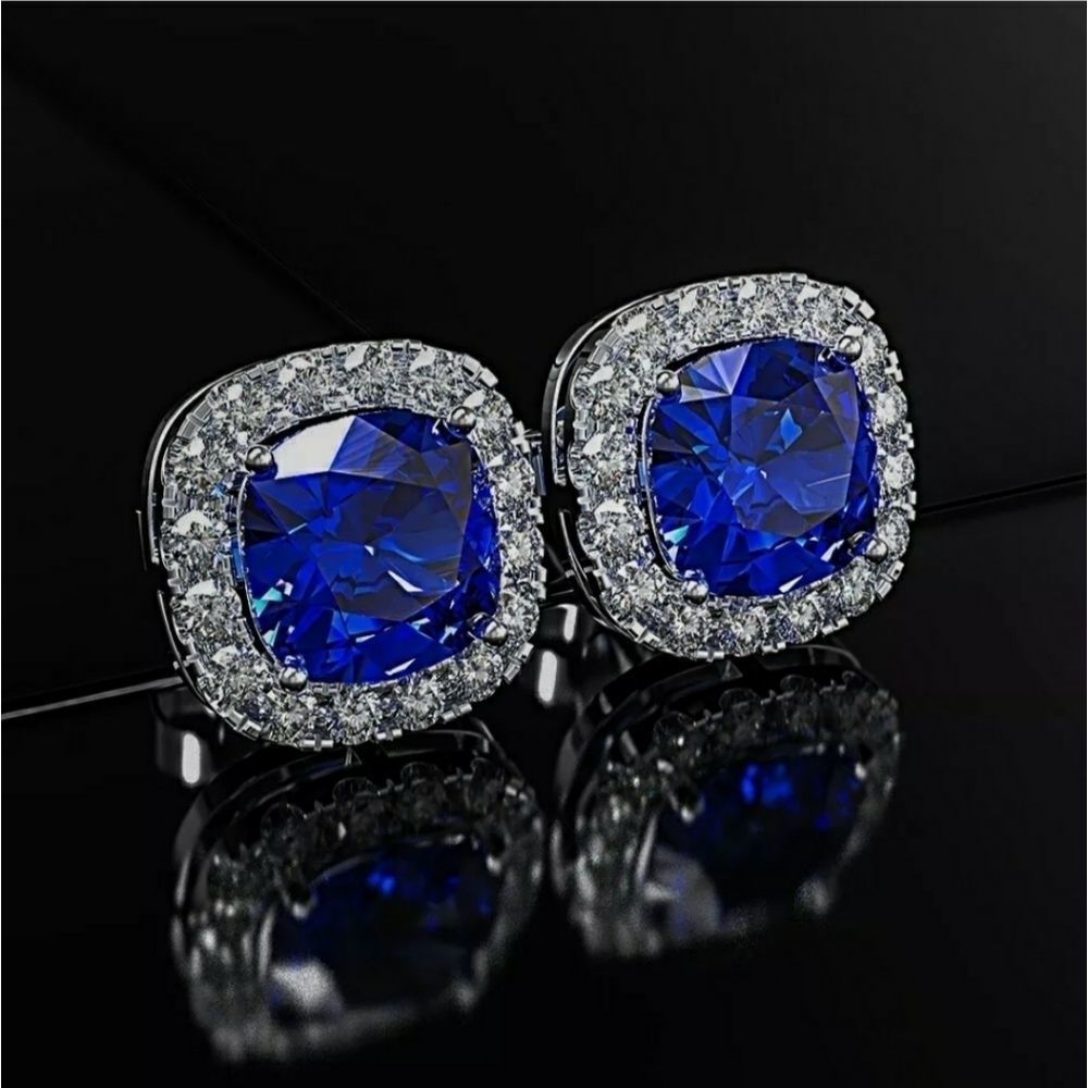 Beautiful Deep Blue Sapphire & CZ's in SS